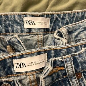Zara jeans first one is wide leg second one straight leg